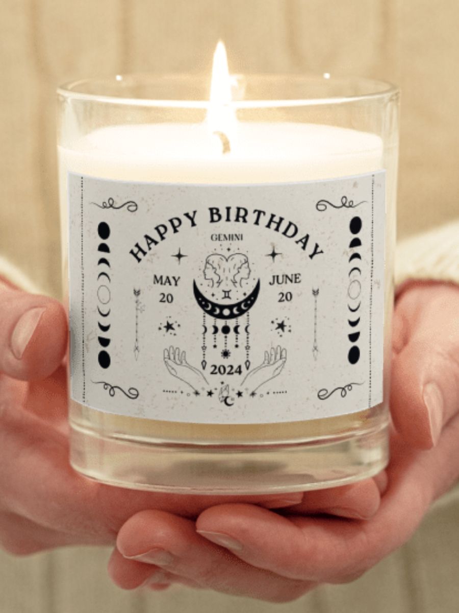 Gemini Celestial Zodiac Birthdate Candle, Constellation Birth Month Birthday Gift product image (1)