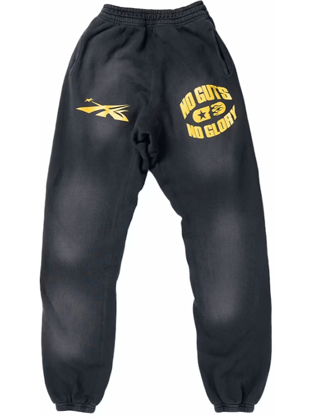 Hellstar No Guts No Glory Closed Elastic Bottom Sweatpants Midnight Dye Black product image (1)