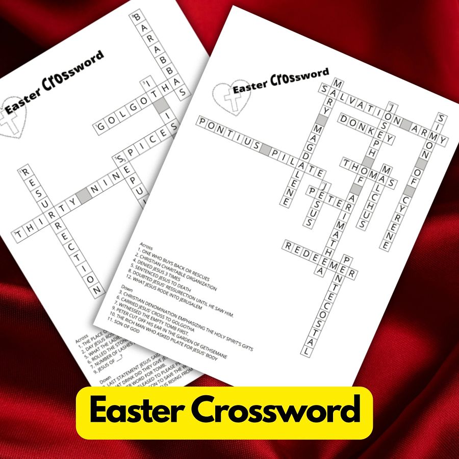 Easter crossword Game | Bible crossword puzzle printable, sunday school crossword puzzle printable product image (3)