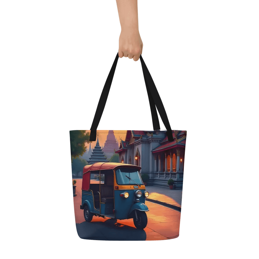 Tuk-Tuk at Sunset Near Thai Temple Tote bag. product image (6)