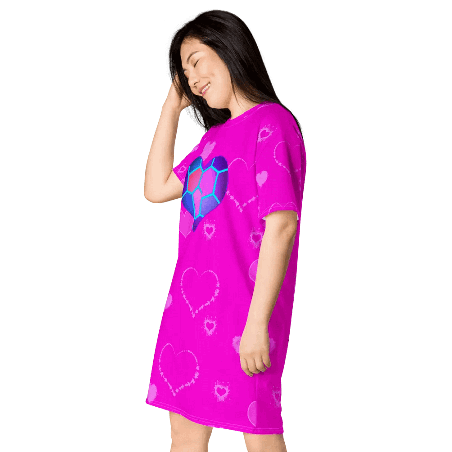 DiesmaHeart Hot Pink Hearts T-Shirt Dress product image (4)