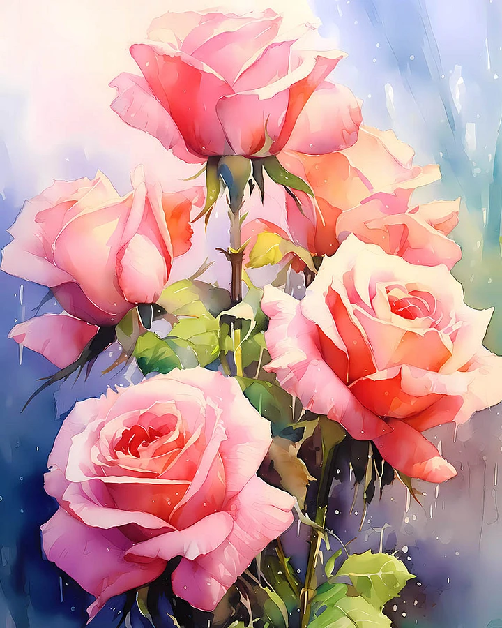 Elegant Watercolor Pink Roses: Romantic Floral Art Matte Poster product image (1)