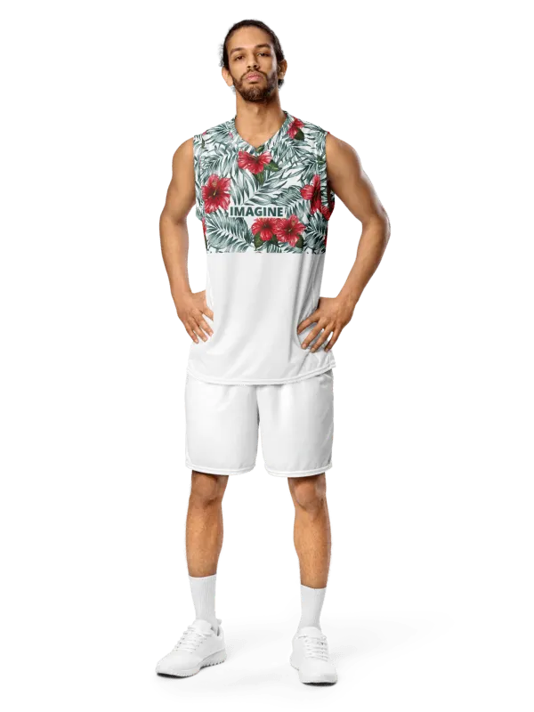 Hibiscus Leaf Design | Recycled Unisex Basketball Jersey product image (1)