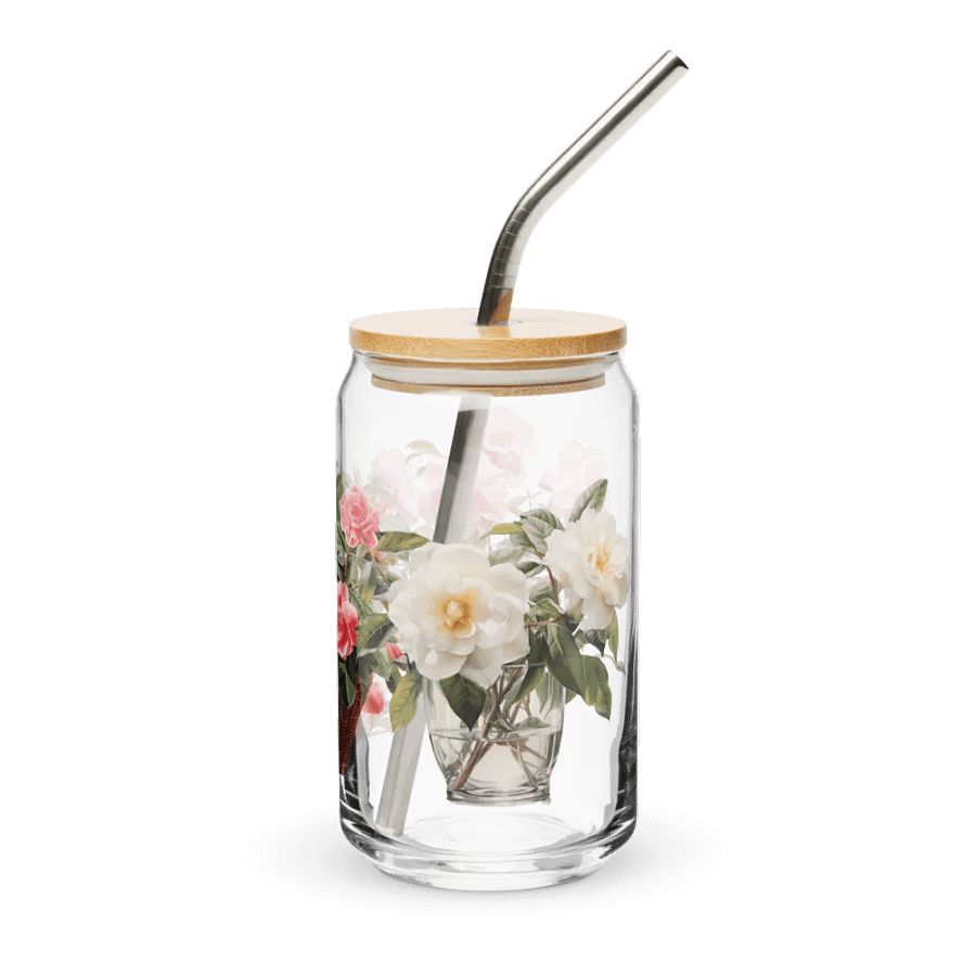 Camellia Blossom Glass Can Sipper product image (2)