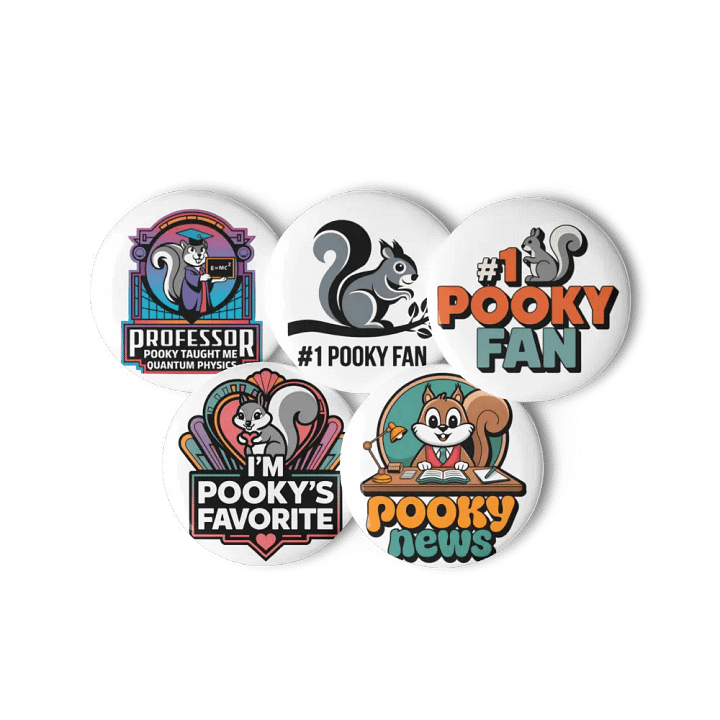 Original Pooky Artwork Buttons: Set of Five -u product image (3)