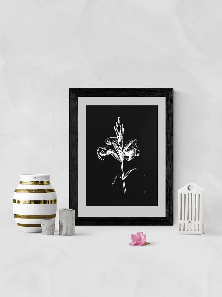 Ethereal Lily Sketch Poster - Fine Flower Dark product image (8)
