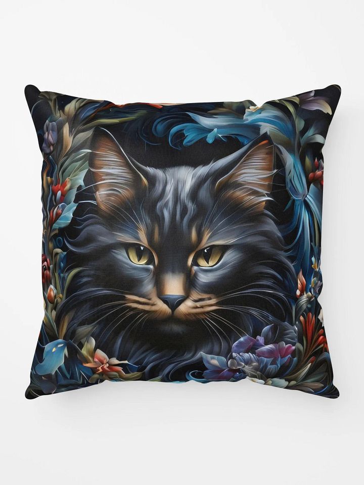 Night Blooms and Feline Dreams Pillow product image (1)