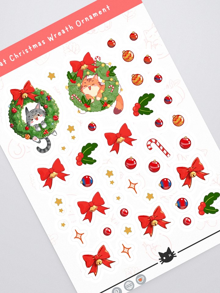 Cat Christmas Wreath Decorations – Cozy Holiday sticker product image (1)