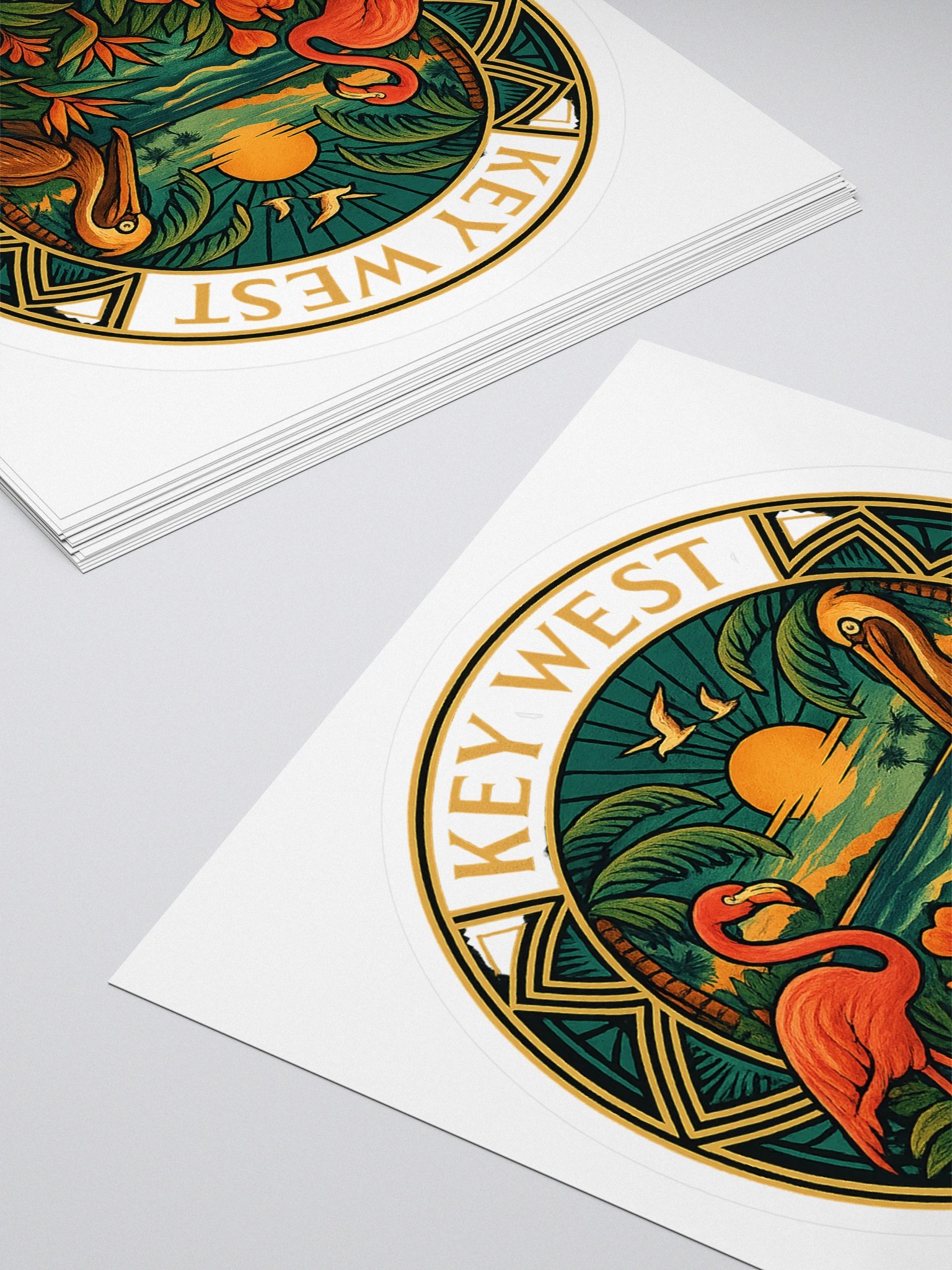 Kiss-Cut Key West Tropical Sticker with Pelican and Flamingo product image (4)