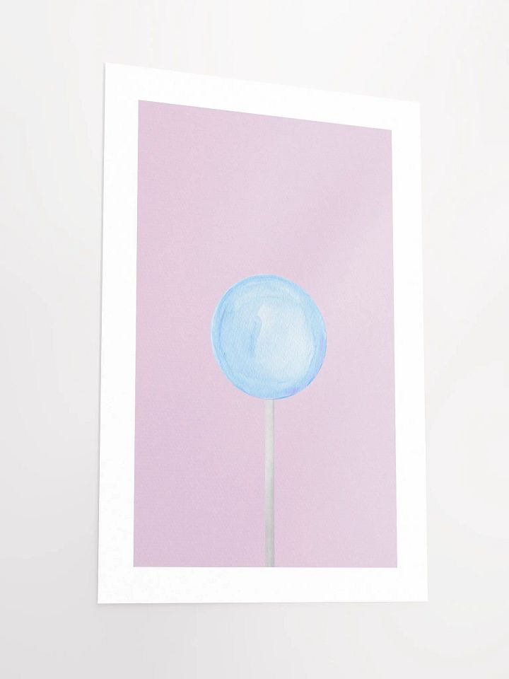 Minimalist Blue Lollipop on Lavender Background Wall Art product image (5)
