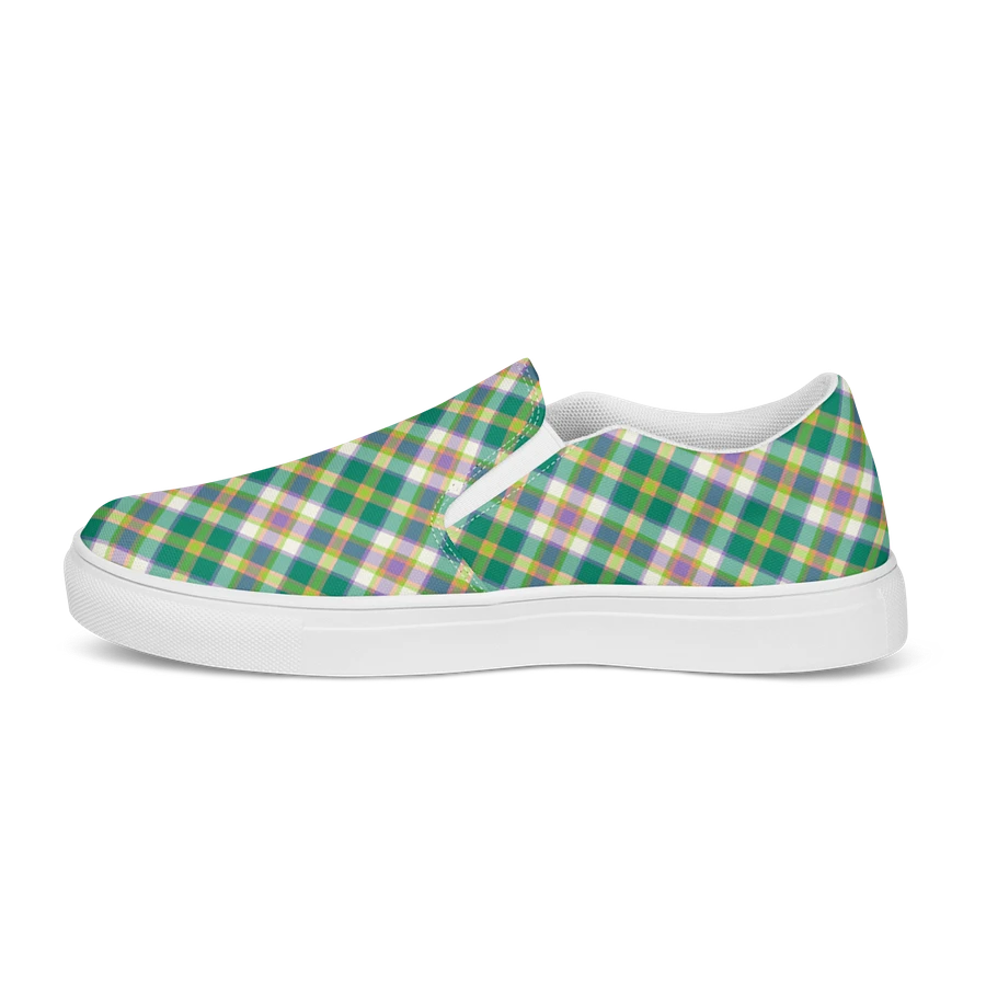 Seafoam Green and Purple Plaid Women's Slip-On Shoes product image (6)