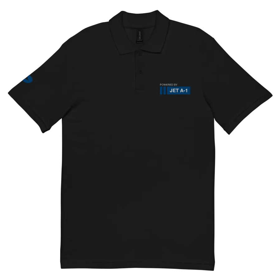 POWERED BY JET A1 - PIQUE BLACK POLO SHIRT product image (3)