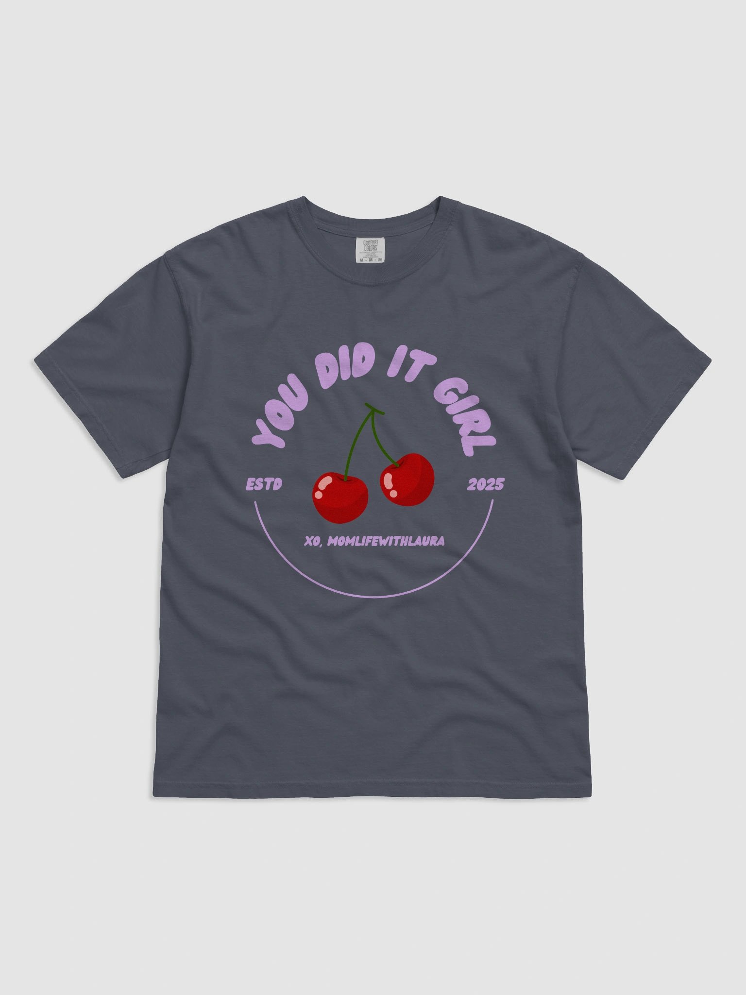 You Did it Girl Cherries Comfort Colors Tee - Lilac/Navy product image (1)