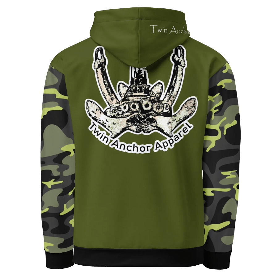 Camouflage & Green Twin Anchor Logo Hoodie product image (3)