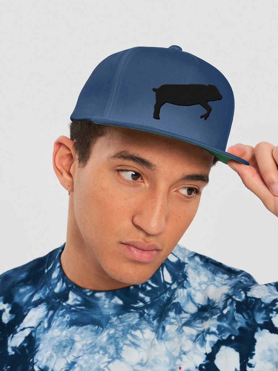 Leaping Pig Logo DARK (Yupoong Flat Snapback Cap) product image (7)