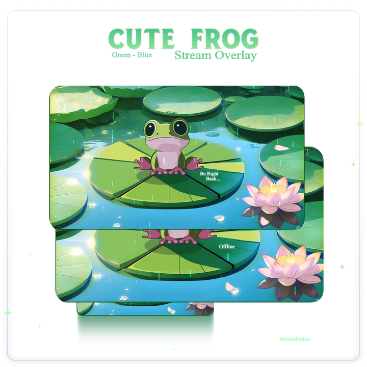 ANIMATED Scenes Overlay pack, Frog Overlay Animated, Twitch Stream Overlay, Cute green Frog Overlay, Stream Overlay Pack Animated product image (1)