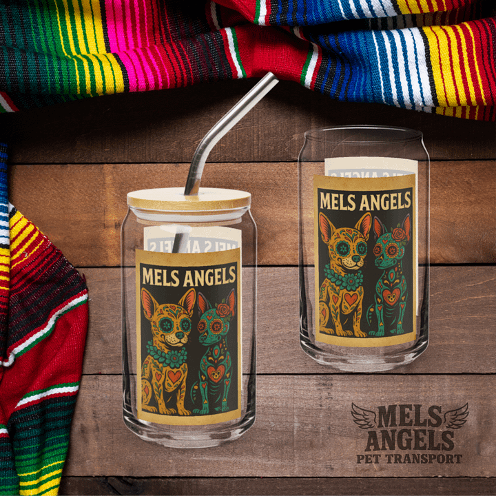 Mel’s Angels Can-Shaped Glass – Sugar Skull Chihuahuas Edition product image (1)