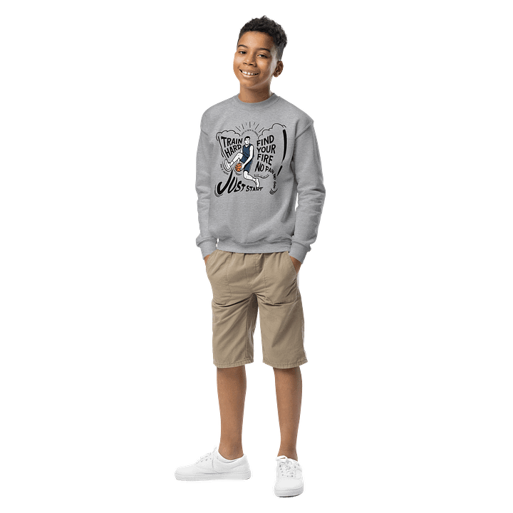 Youth Motivational Sweatshirt – Train Hard. Find Your Fire. Just Start product image (2)
