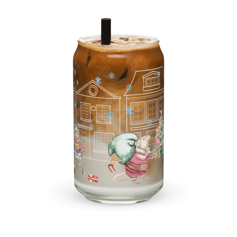Prelude To Christmas Glass Can Tumbler | 16oz Holiday-Themed Drinkware | Festive Winter Scene Design product image (3)