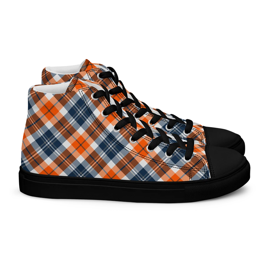 Orange and Blue Sporty Plaid Men's High Top Shoes product image (3)