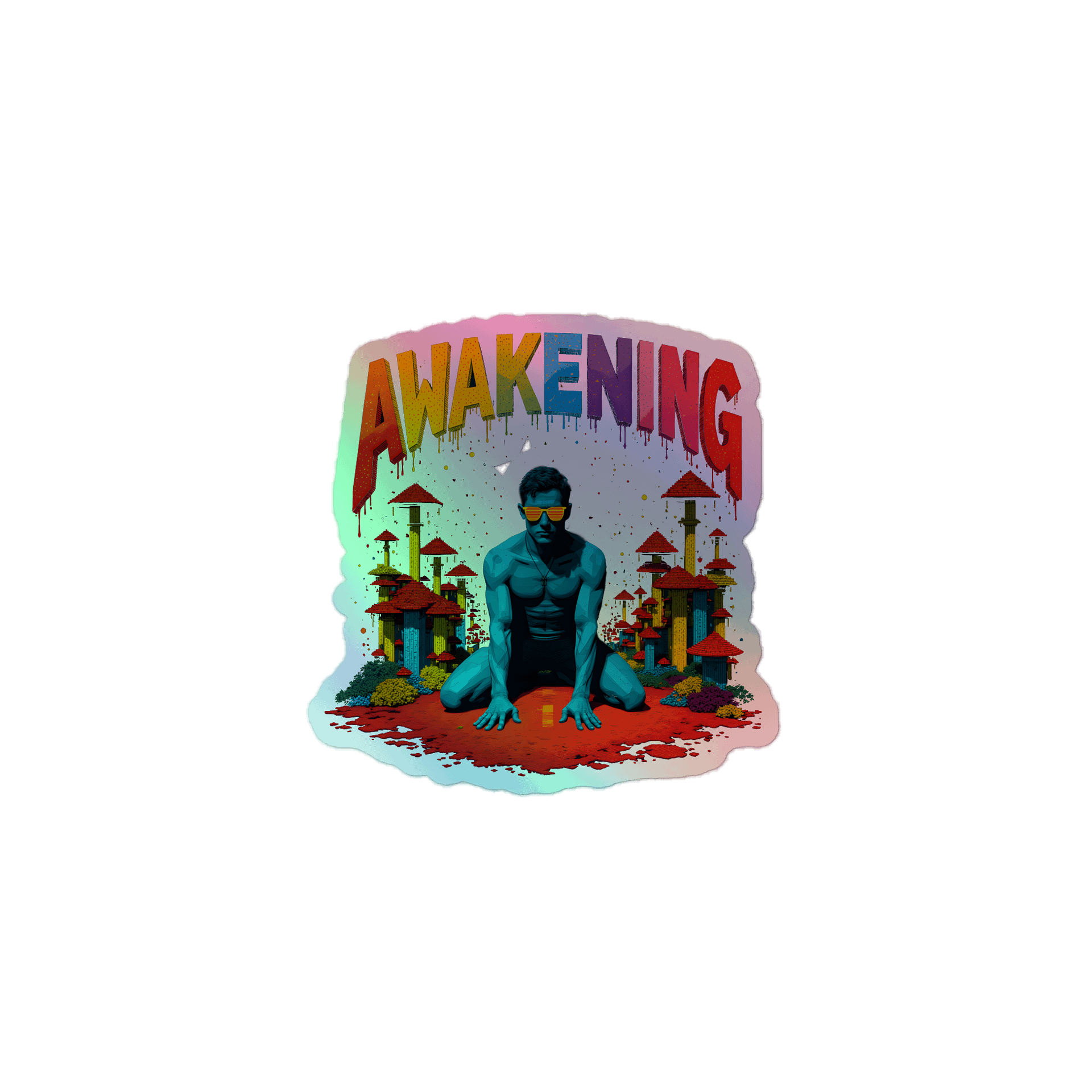Psychedelic Awakening Art Print Holographic Sticker product image (1)