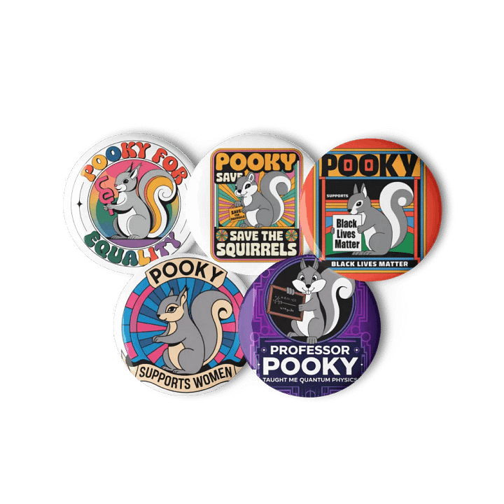 Original Pooky Artwork Buttons: Set of Five -aa product image (3)