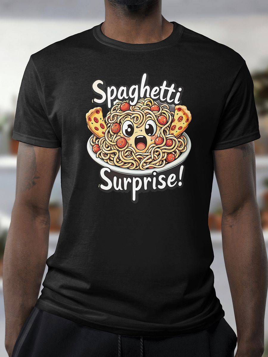 Spaghetti Surprise T-Shirt – Funny Cartoon Pasta Shirt with Pizza Art – Bold Artistic Cotton Tee – Unique Foodie Gift Idea product image (1)