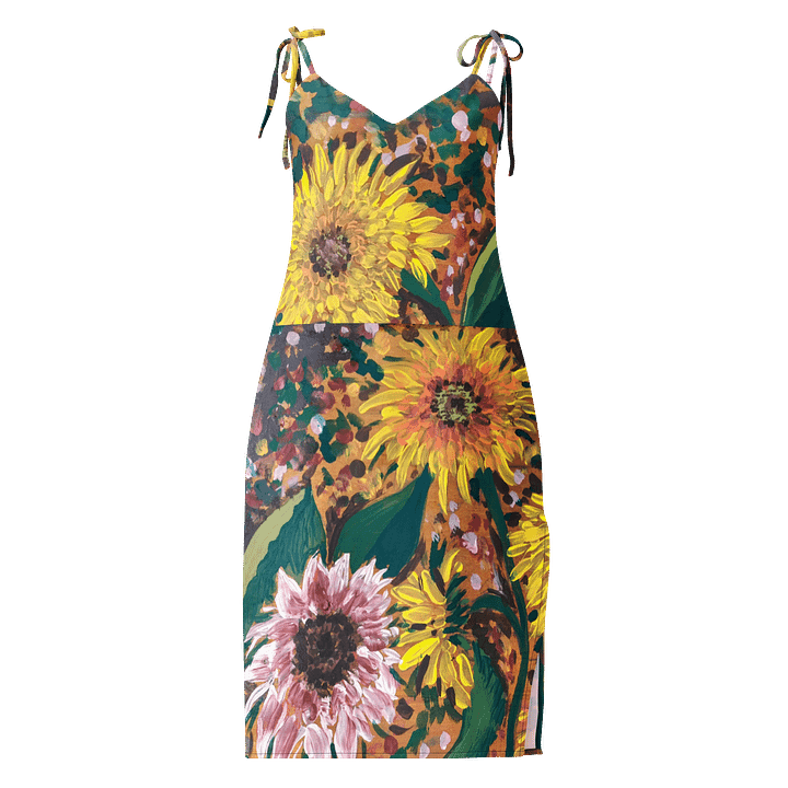 Sunflower impressionist Midi Chiffon Dress product image (1)