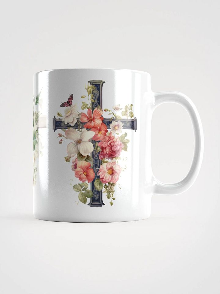Floral Crosses White Glossy Mug product image (1)