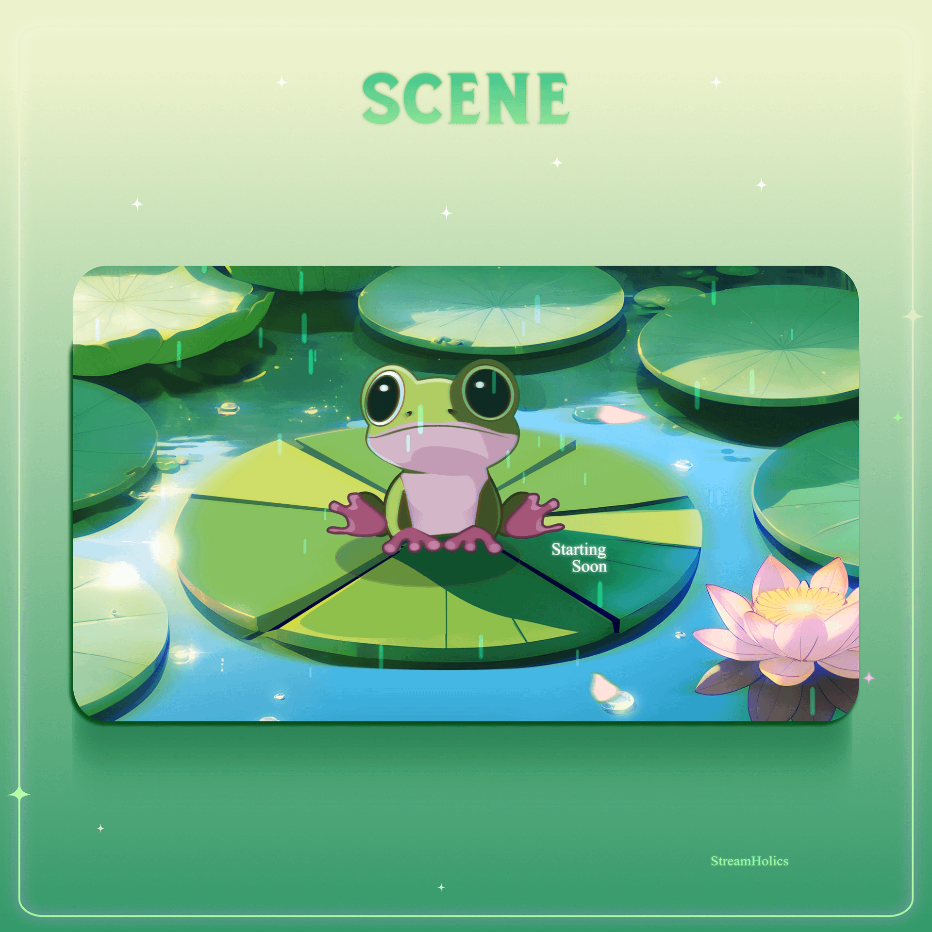 ANIMATED Scenes Overlay pack, Frog Overlay Animated, Twitch Stream Overlay, Cute green Frog Overlay, Stream Overlay Pack Animated product image (3)