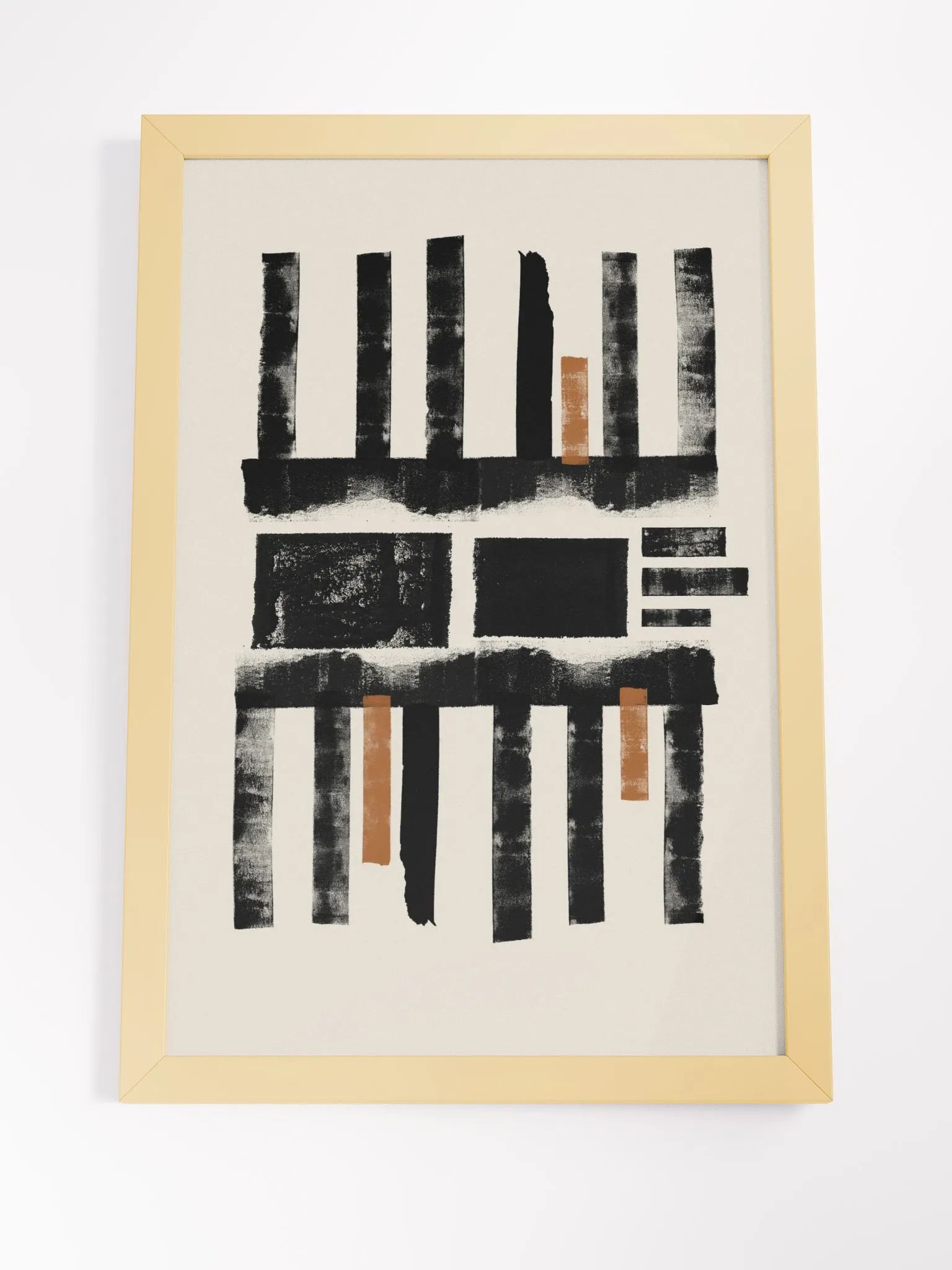 Rustic Grid Framed Matte Art Print | Minimalist Geometric Wall Art | Warm Neutral Tones for Contemporary Spaces product image (5)