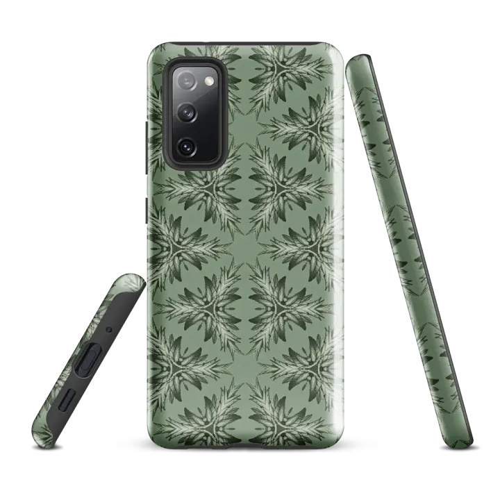 Tough Phone Case for Samsung® - Green Geometric Floral Pattern product image (1)