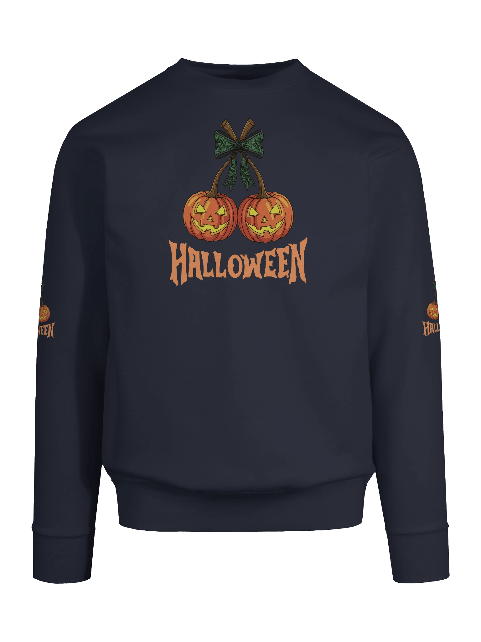 Halloween Pumpkin Sweatshirt – Spooky Twin Jack-O’-Lantern Graphic Design" product image (80)