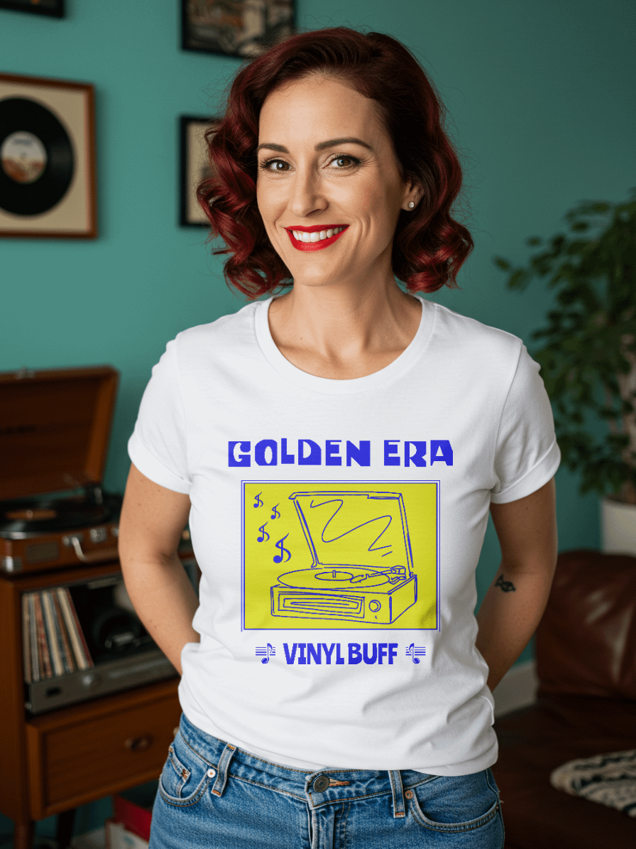 Golden Era Vinyl Buff – Vintage White Tee product image (2)