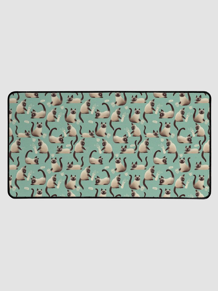Bad Siamese Cats Knocking Stuff Over Patterned Desk Mat, Mint product image (1)