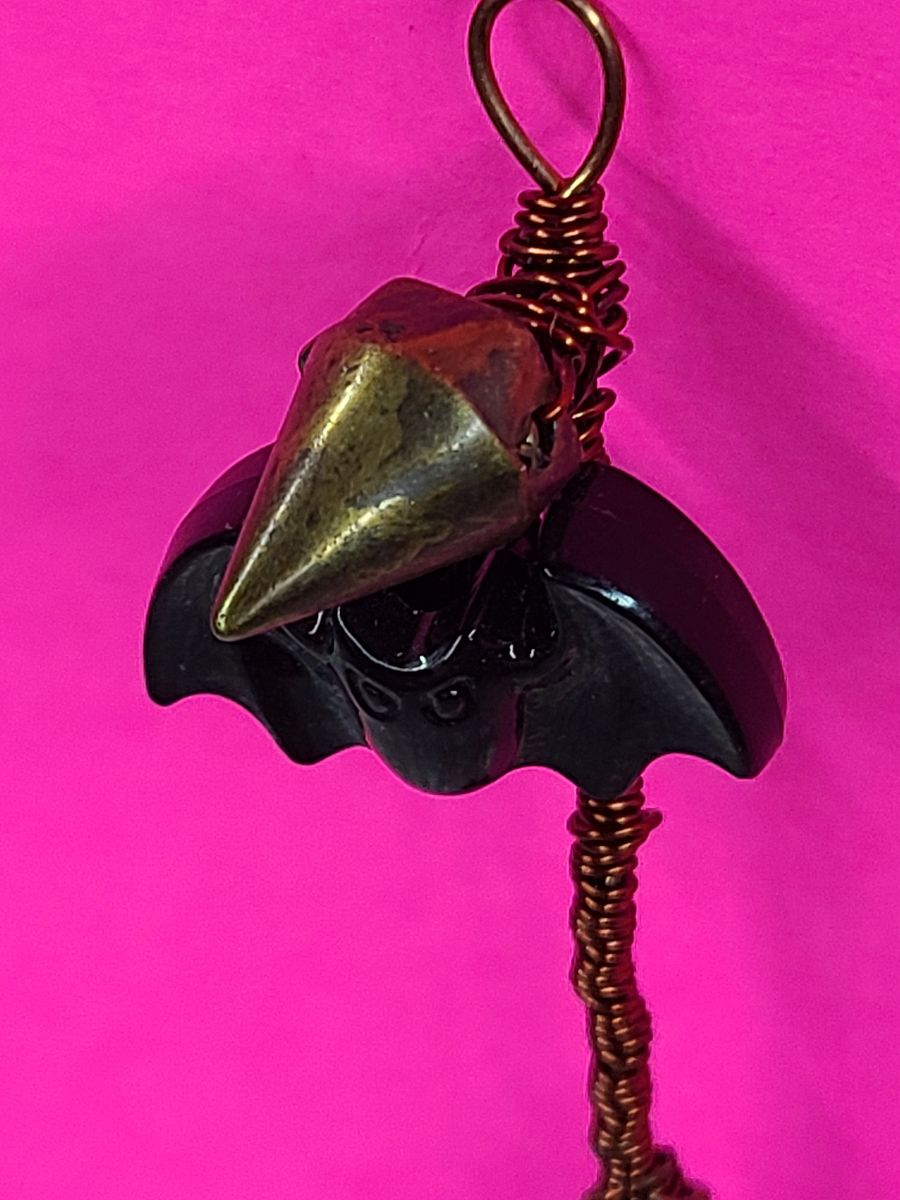 Hard Kandi Bat Handmade Bubble Wand - wire wrapped pendant product image (2)