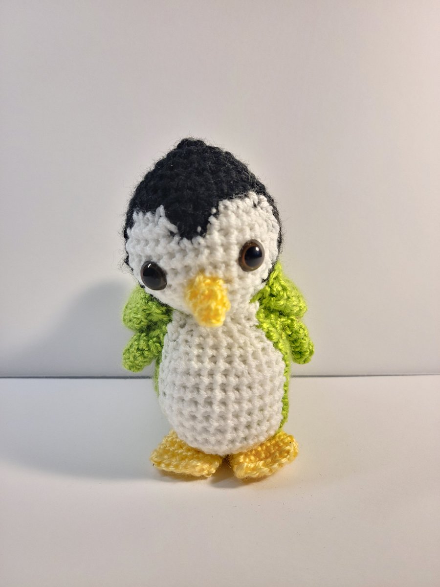 Handmade Amigurumi Penguin in Dinosaur Costume Stuffed Animal product image (2)