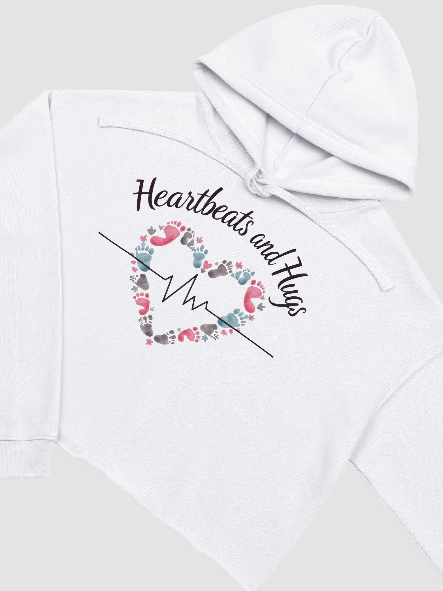 Ekg, Heartbeat and Hug Cropped Hoodie product image (15)