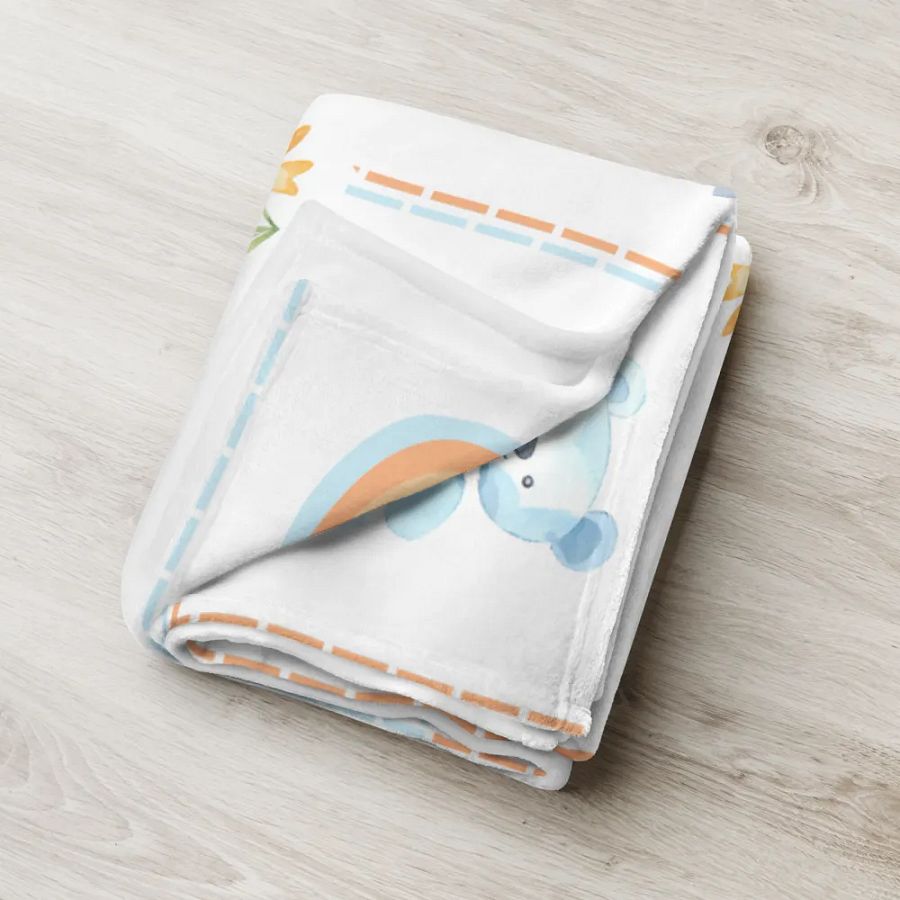 Mantita Para Bebé Ositos, Corazones y Flores en Azul product image (18)