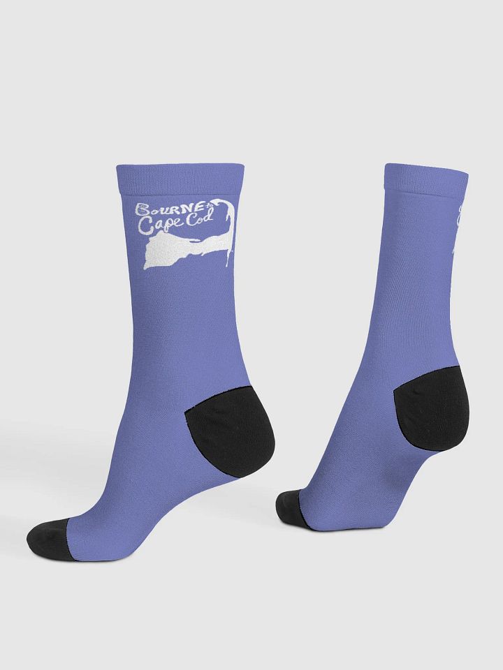 Salty Soles Crew Socks | BOURNE to Cape Cod™ Edition | White Logo on Slate Blue product image (1)
