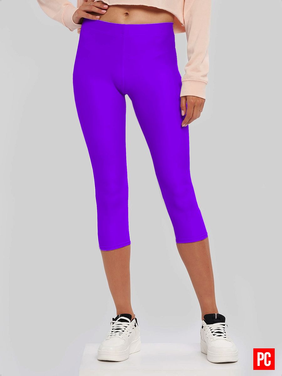 Plain Color Violet Capri Leggings product image (1)