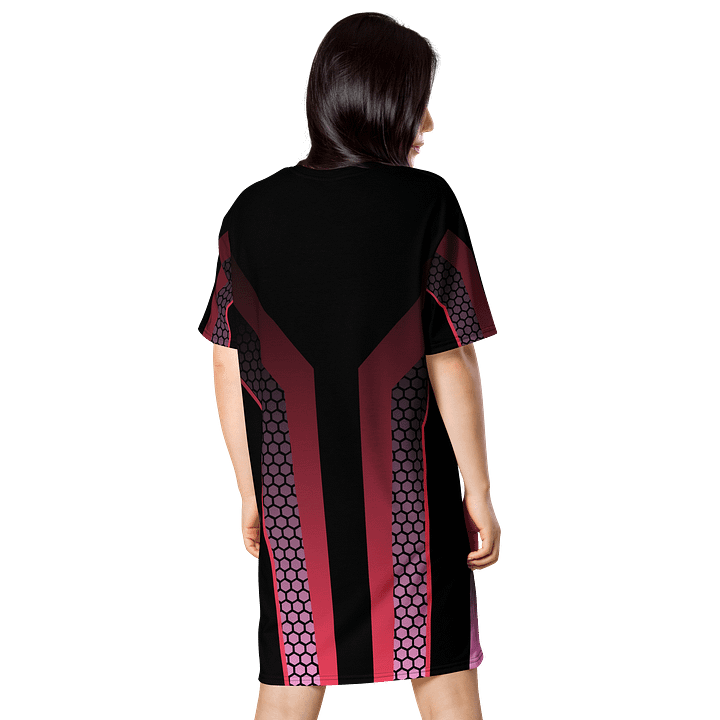 Exclusive Oversized T-Shirt Dress with Hexagonal Pattern in Pink and Magenta - Stretchy Fabric, Sizes 2XS-6XL product image (2)