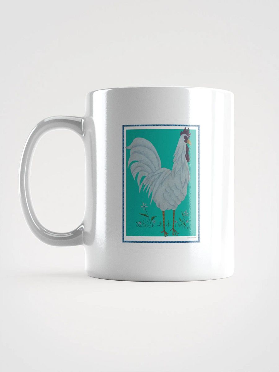 White Glossy Mug with Chicken and Green background product image (6)
