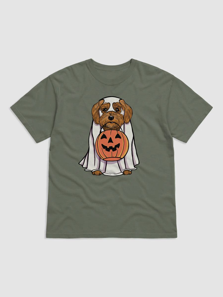 Funny Halloween Havanese T-Shirt | Funny Havanese Wearing a Ghost Costume and Holding a Pumpkin Basket product image (8)