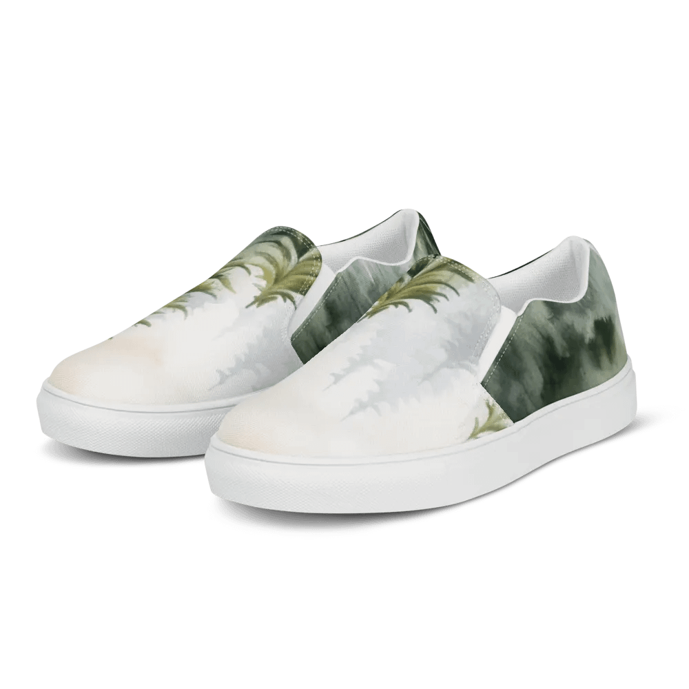 Men's Slip-On Canvas Shoes with Watercolor Spruce Forest Design product image (5)