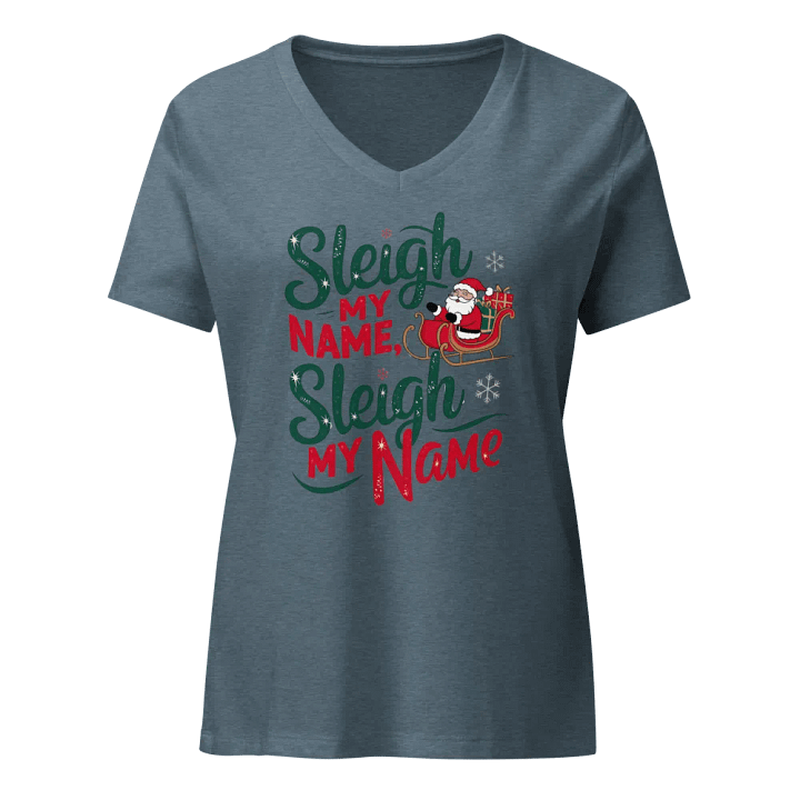 Festive Sleigh My Name V-Neck Tee product image (13)