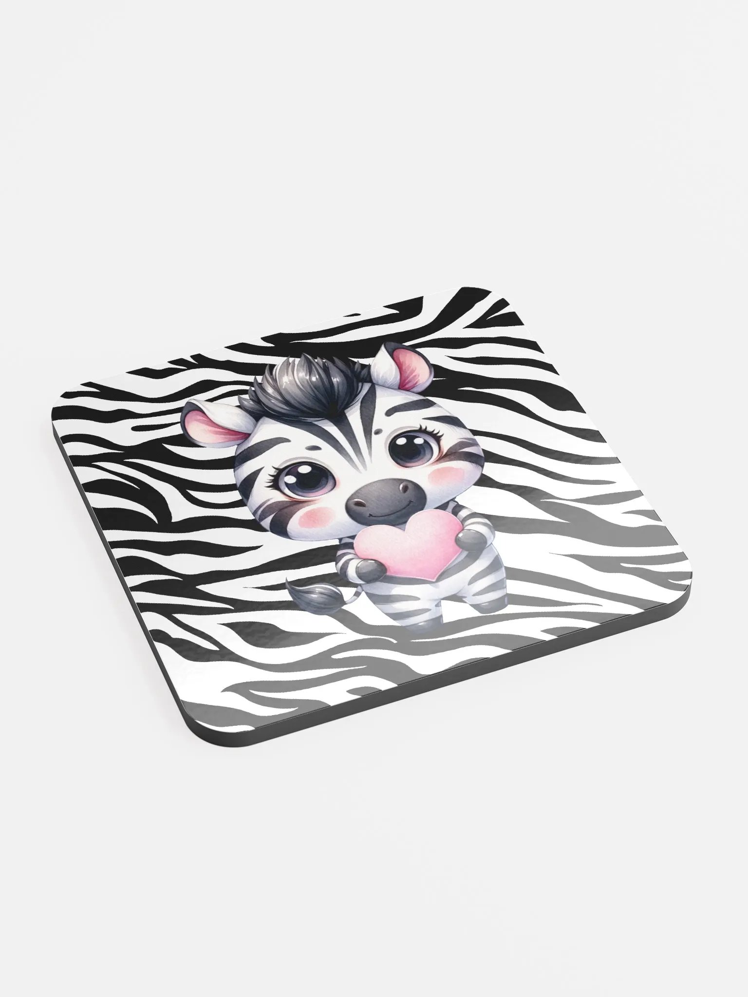 Zebra holding a heart coaster. Ehlers-Danlos awareness. product image (3)