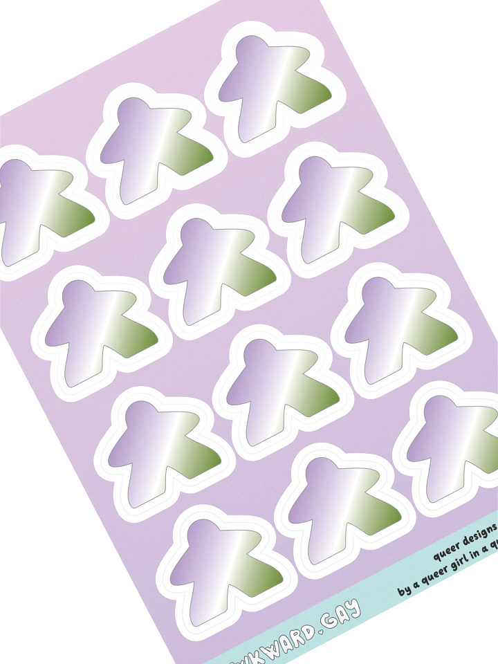 Genderqueer Pride Gradient Meeple Sticker Sheet product image (1)