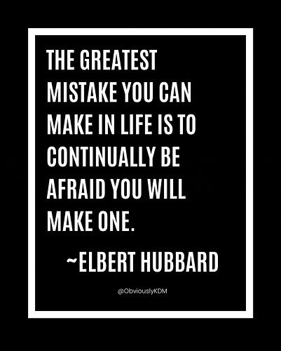 Get out there and do it!

- Messy
- Scared
- Half baked

It doesn’t matter. It’s better done imperfectly than not at all.

DM...