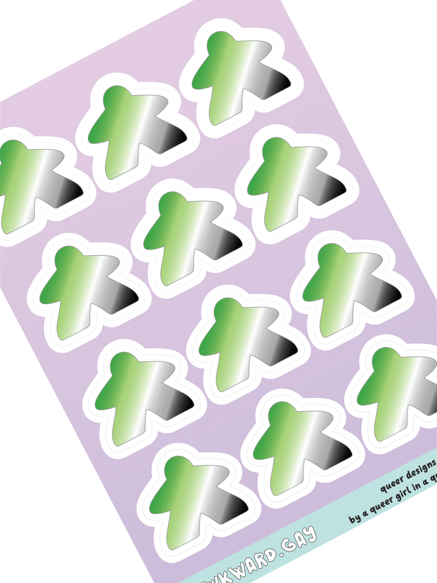 Aromantic Pride Gradient Meeple Sticker Sheet product image (1)